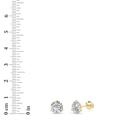 3.5CTW Round Lab-Grown Diamond Three Prong Martini Stud Earrings 2 Stones