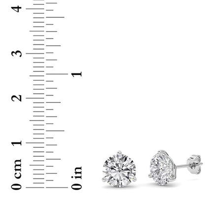 4CTW Round Lab-Grown Diamond Three Prong Martini Stud Earrings 2 Stones