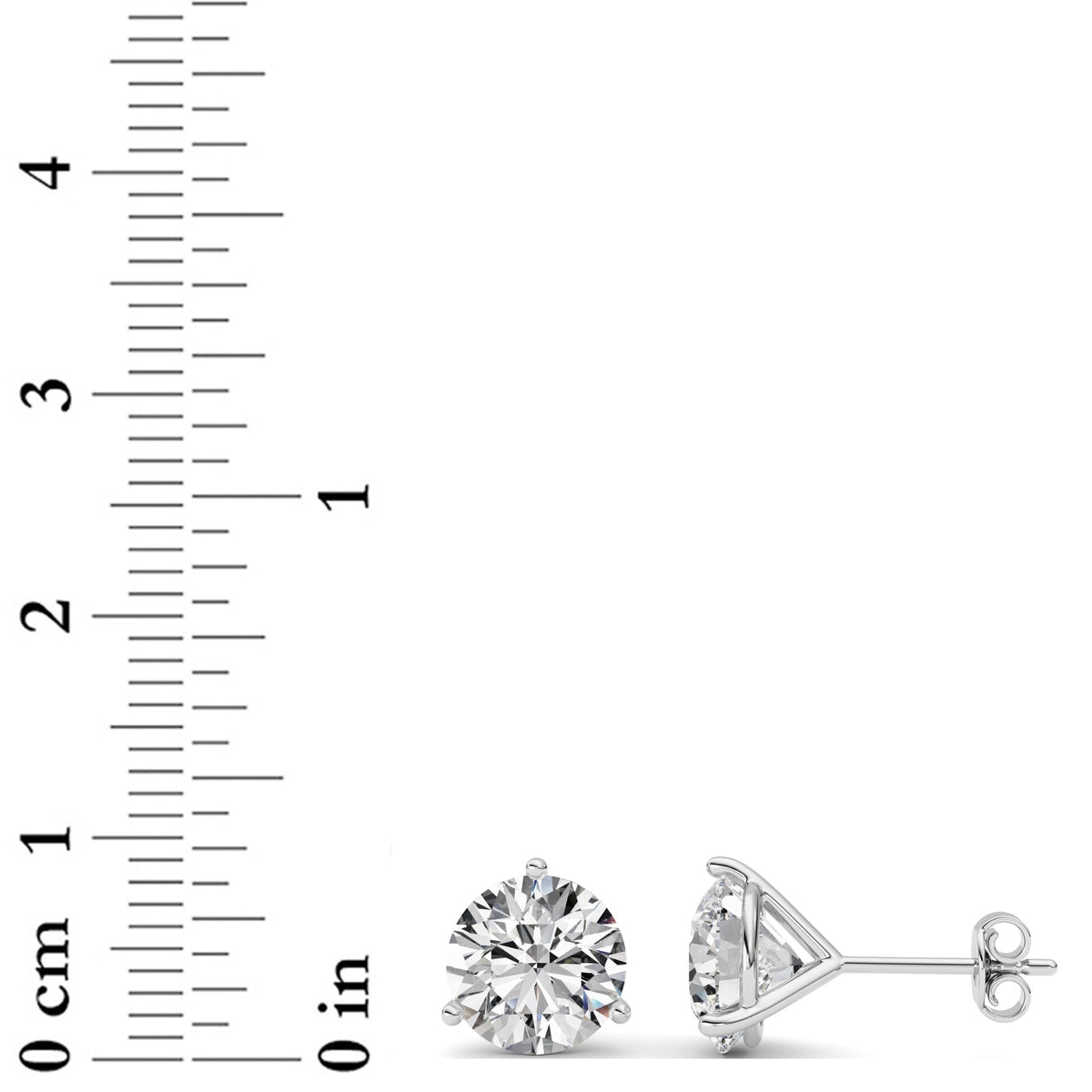 5CTW Round Lab-Grown Diamond Three Prong Martini Stud Earrings 2 Stones