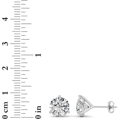 5CTW Round Lab-Grown Diamond Three Prong Martini Stud Earrings 2 Stones