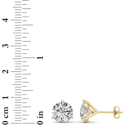 5CTW Round Lab-Grown Diamond Three Prong Martini Stud Earrings 2 Stones