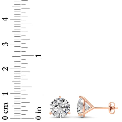 5CTW Round Lab-Grown Diamond Three Prong Martini Stud Earrings 2 Stones