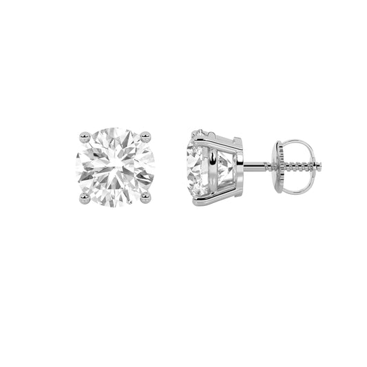 5.5CTW Round Lab-Grown Diamond Three Prong Martini Stud Earrings 2 Stones