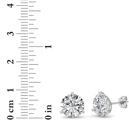 6CTW Round Lab-Grown Diamond Three Prong Martini Stud Earrings 2 Stones