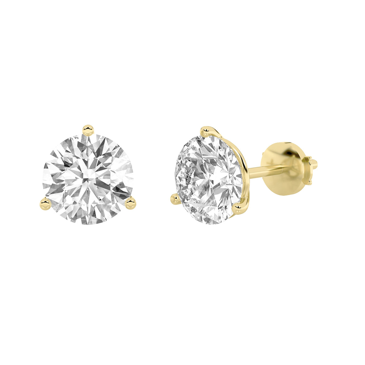 6CTW Round Lab-Grown Diamond Three Prong Martini Stud Earrings 2 Stones