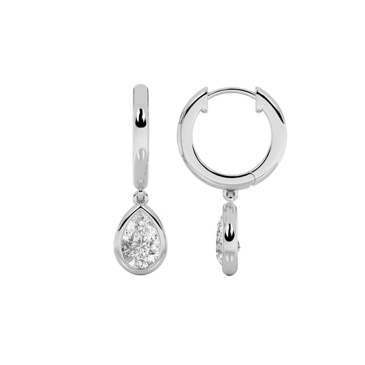 1CTW Pear Lab-Grown Diamond Bezel Dangle Earrings 2 Stones