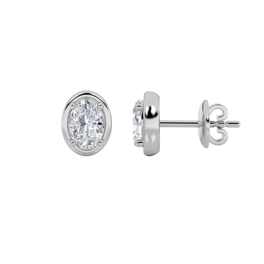 2CTW Oval Lab-Grown Diamond Prong Stud Earrings 2 Stones