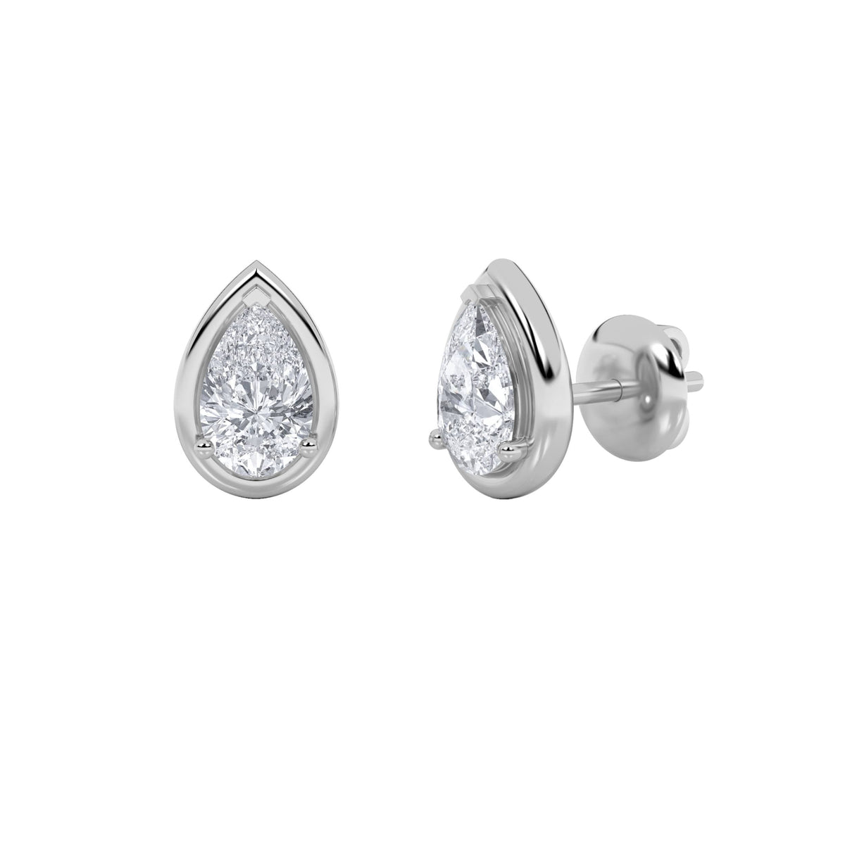 2CTW Pear Lab-Grown Diamond Prong Stud Earrings 2 Stones