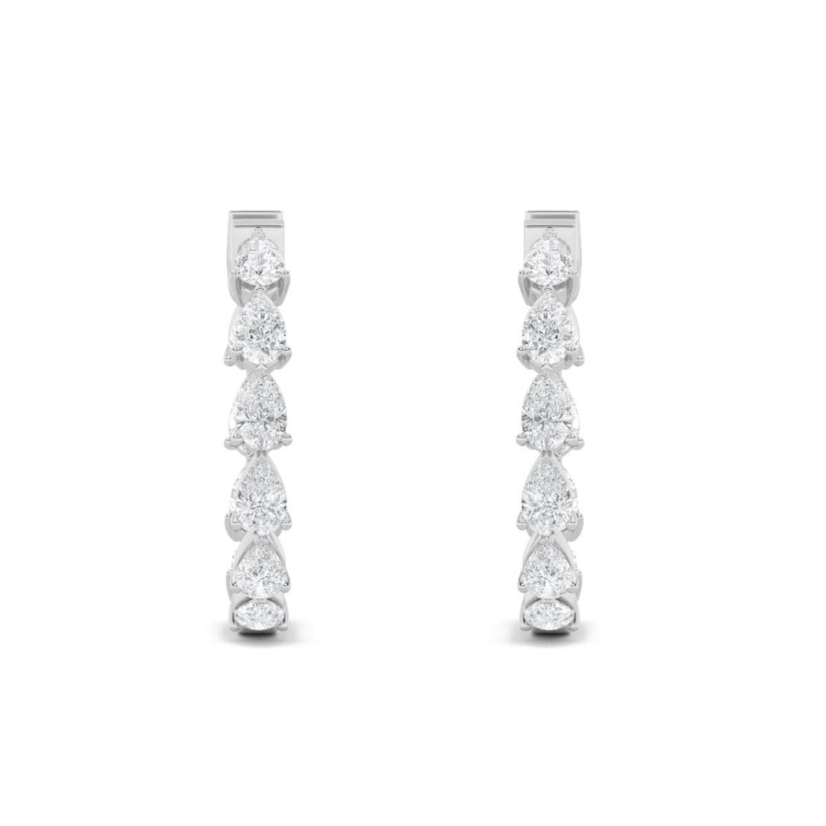 4CTW Pear Lab-Grown Diamond Prong Inside Out Hoop Earrings 20 Stones