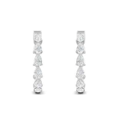 4CTW Pear Lab-Grown Diamond Prong Inside Out Hoop Earrings 20 Stones