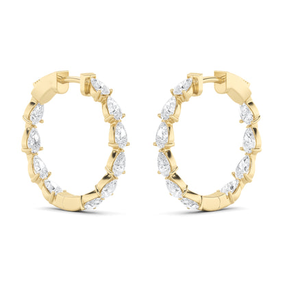 4CTW Pear Lab-Grown Diamond Prong Inside Out Hoop Earrings 20 Stones