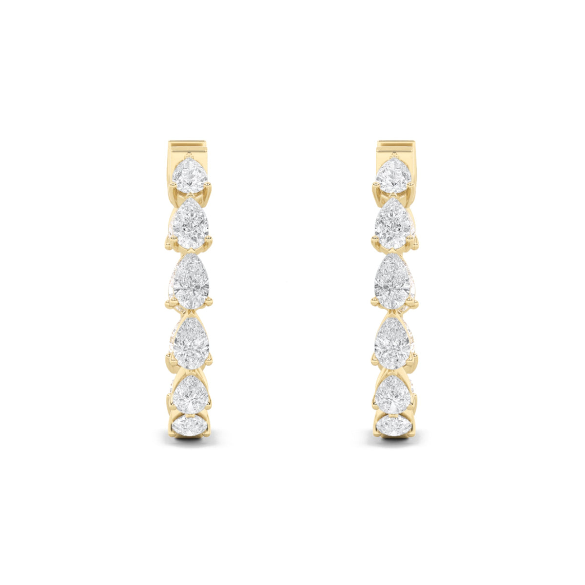 4CTW Pear Lab-Grown Diamond Prong Inside Out Hoop Earrings 20 Stones