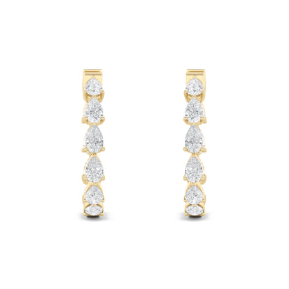 4CTW Pear Lab-Grown Diamond Prong Inside Out Hoop Earrings 20 Stones