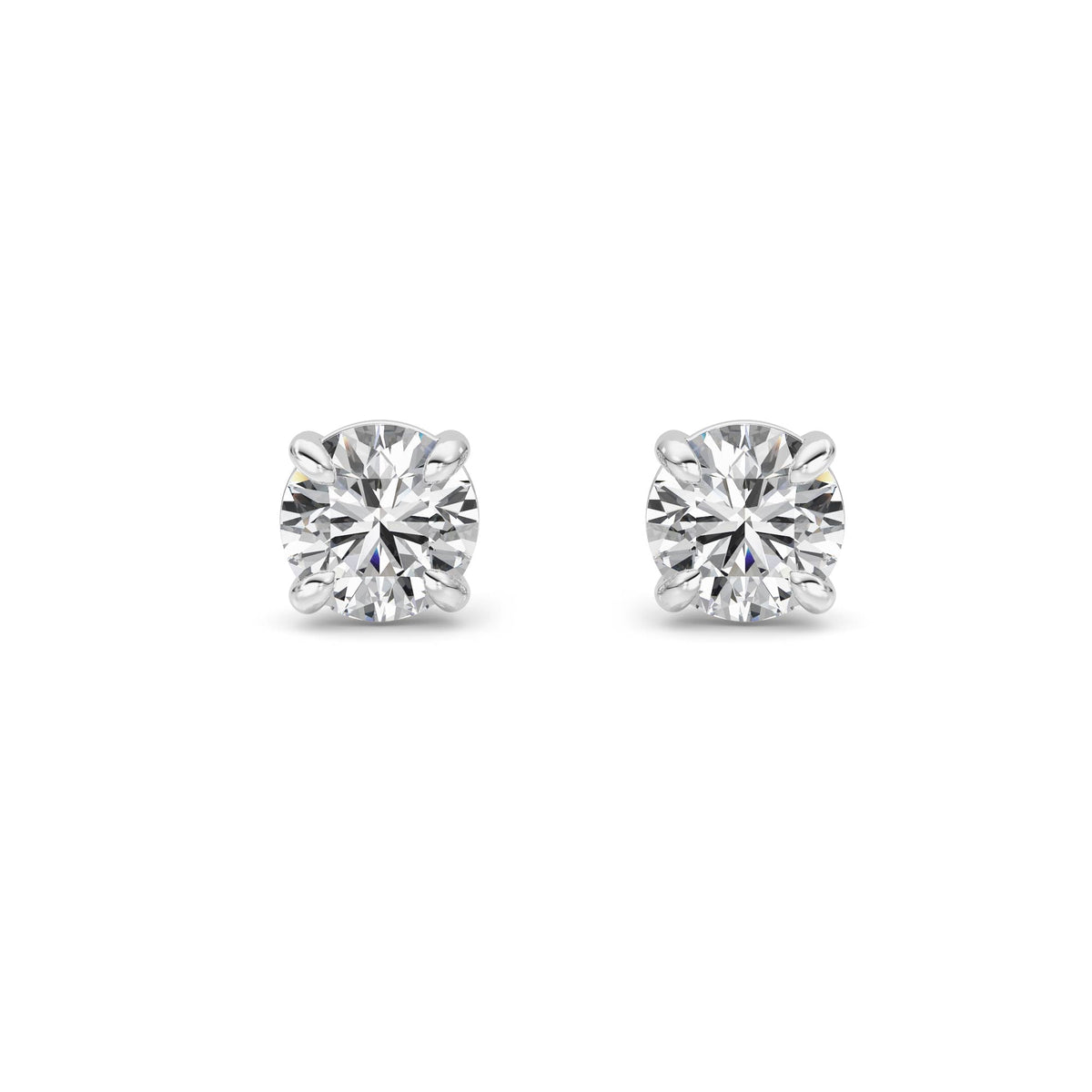 1CTW Round Lab-Grown Diamond 4 Prong Stud Earrings 2 Stones