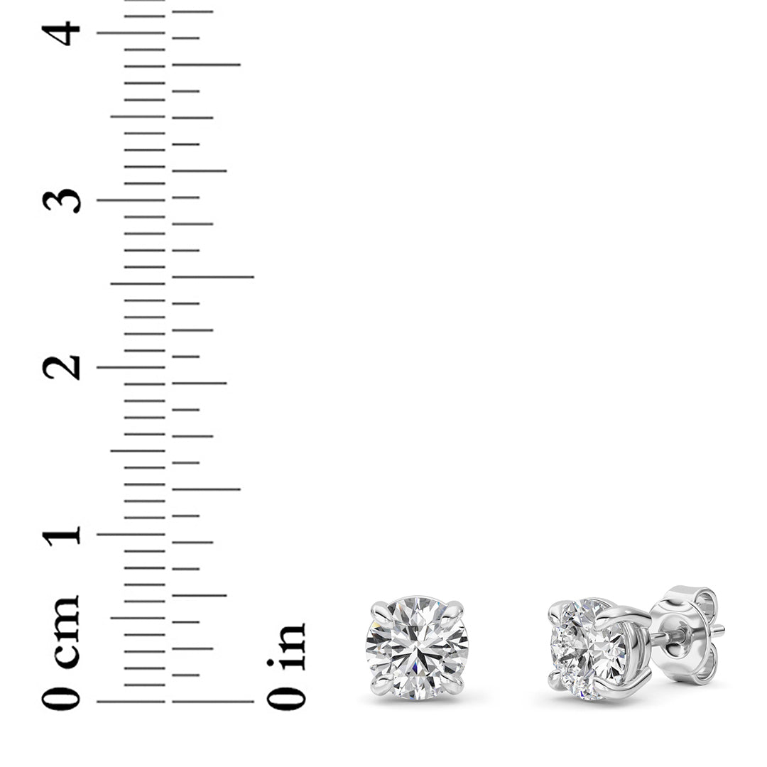 2CTW Round Lab-Grown Diamond 4 Prong Stud Earrings 2 Stones