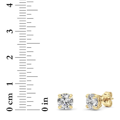 2CTW Round Lab-Grown Diamond 4 Prong Stud Earrings 2 Stones