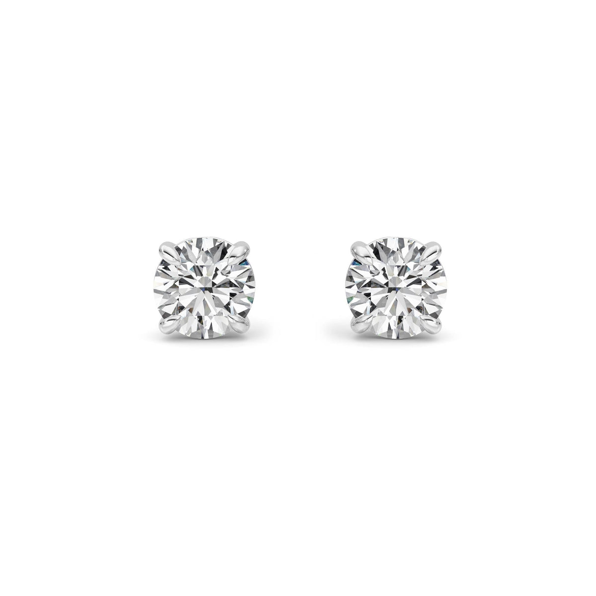4CTW Round Lab-Grown Diamond 4 Prong Stud Earrings 2 Stones