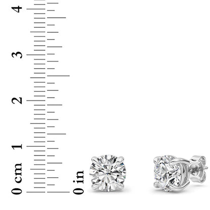 4CTW Round Lab-Grown Diamond 4 Prong Stud Earrings 2 Stones