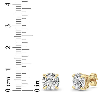 4CTW Round Lab-Grown Diamond 4 Prong Stud Earrings 2 Stones