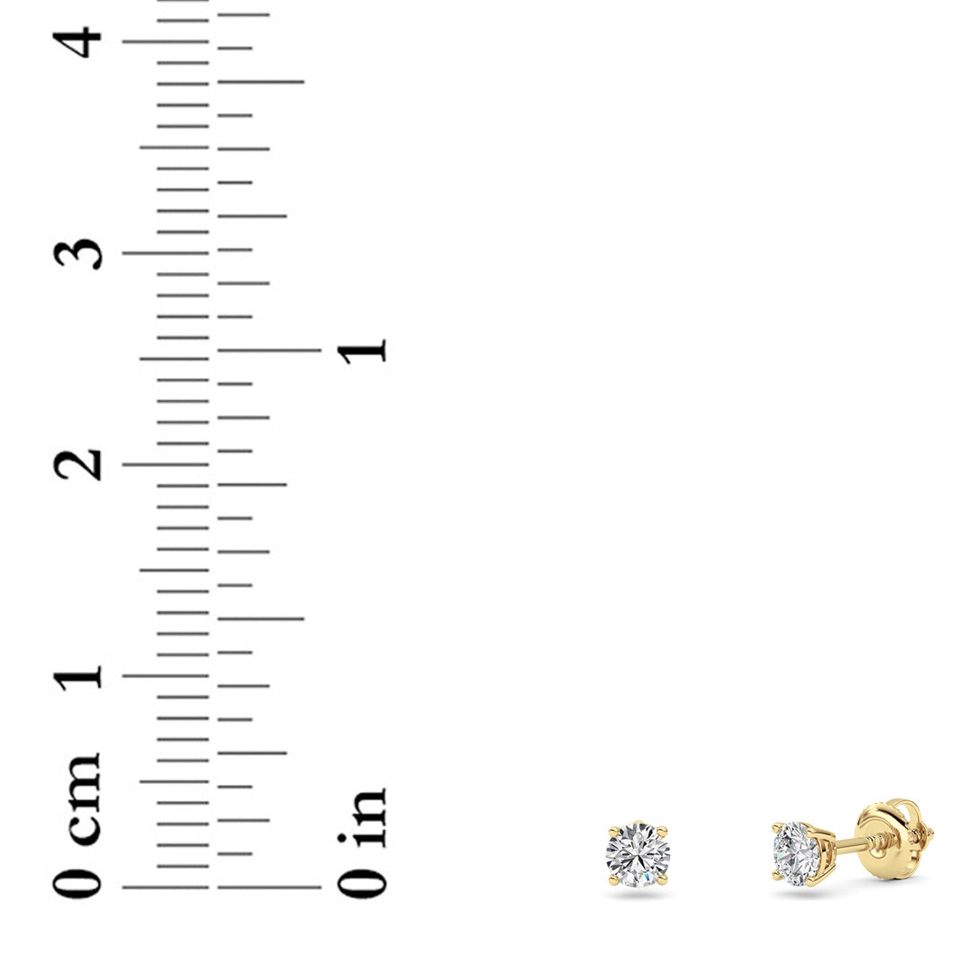 0.25CTW Round Lab-Grown Diamond Screw Back Stud Earrings 2 Stones