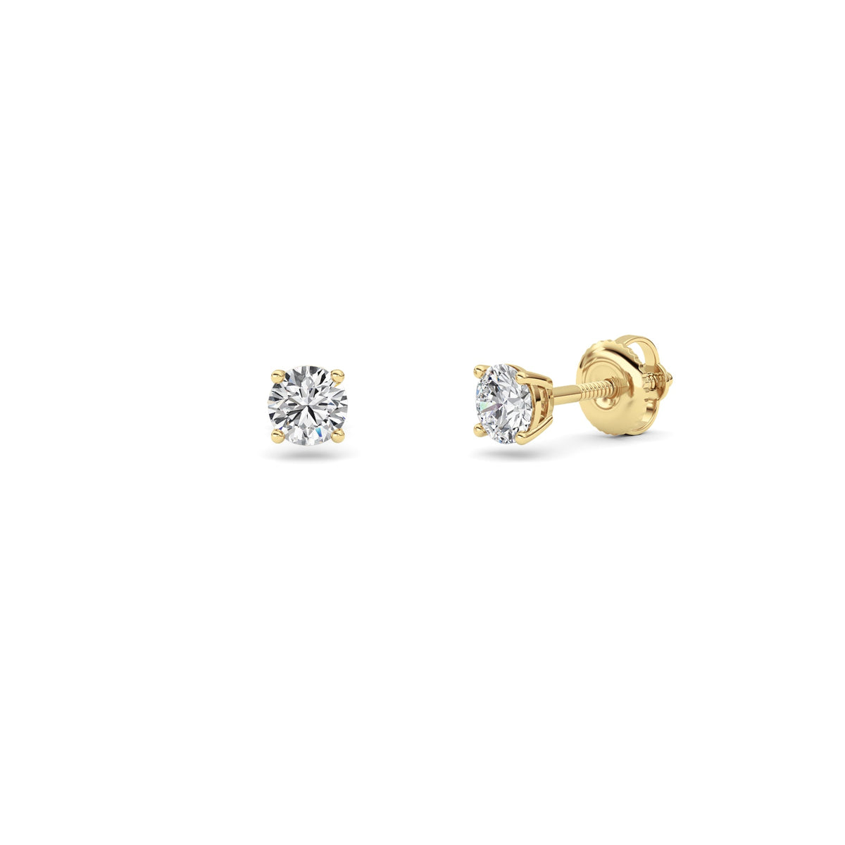 0.5CTW Round Lab-Grown Diamond Four Prong Stud Earrings 2 Stones