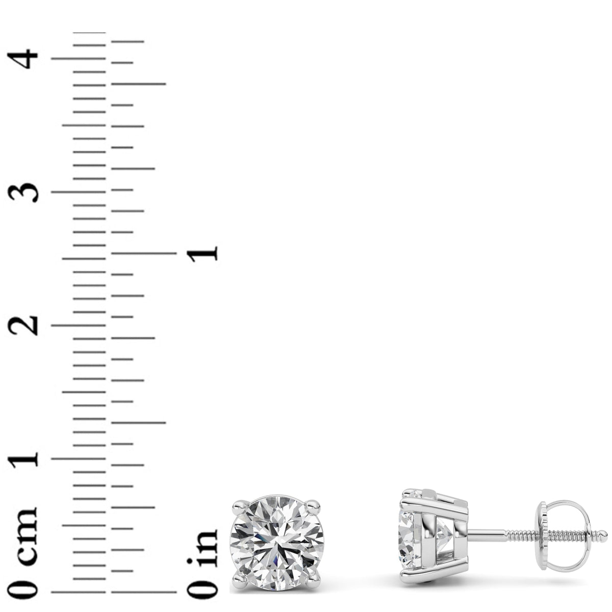 3CTW Round Lab-Grown Diamond Stud Earrings 2 Stones