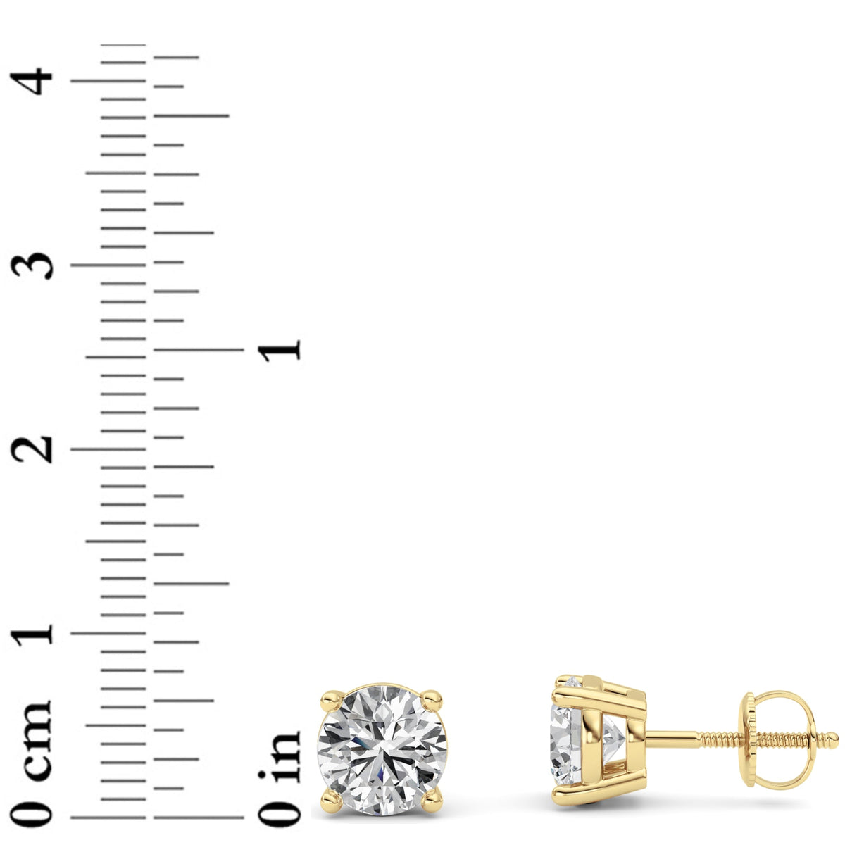3CTW Round Lab-Grown Diamond Stud Earrings 2 Stones