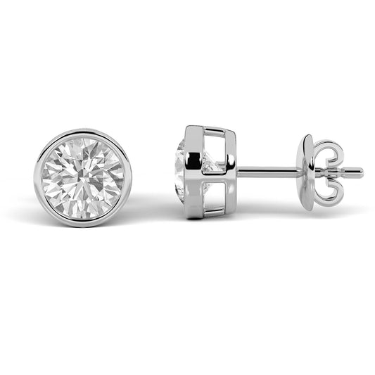 4CTW Round Lab-Grown Diamond Basket Bezel Stud Earrings 2 Stones