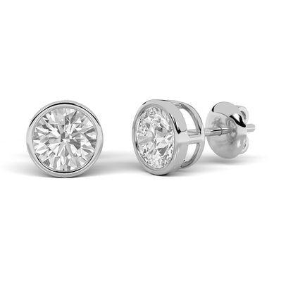 4CTW Round Lab-Grown Diamond Basket Bezel Stud Earrings 2 Stones