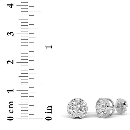 4CTW Round Lab-Grown Diamond Basket Bezel Stud Earrings 2 Stones