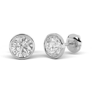 4CTW Round Lab-Grown Diamond Martini Bezel Stud Earrings 2 Stones