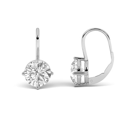 4CTW Round Lab-Grown Diamond Prong Stud Earrings 2 Stones 19mm Length
