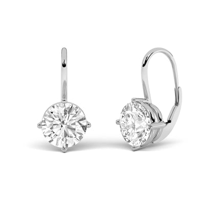 4CTW Round Lab-Grown Diamond Prong Stud Earrings 2 Stones 19mm Length