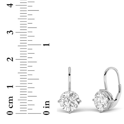 4CTW Round Lab-Grown Diamond Prong Stud Earrings 2 Stones 19mm Length