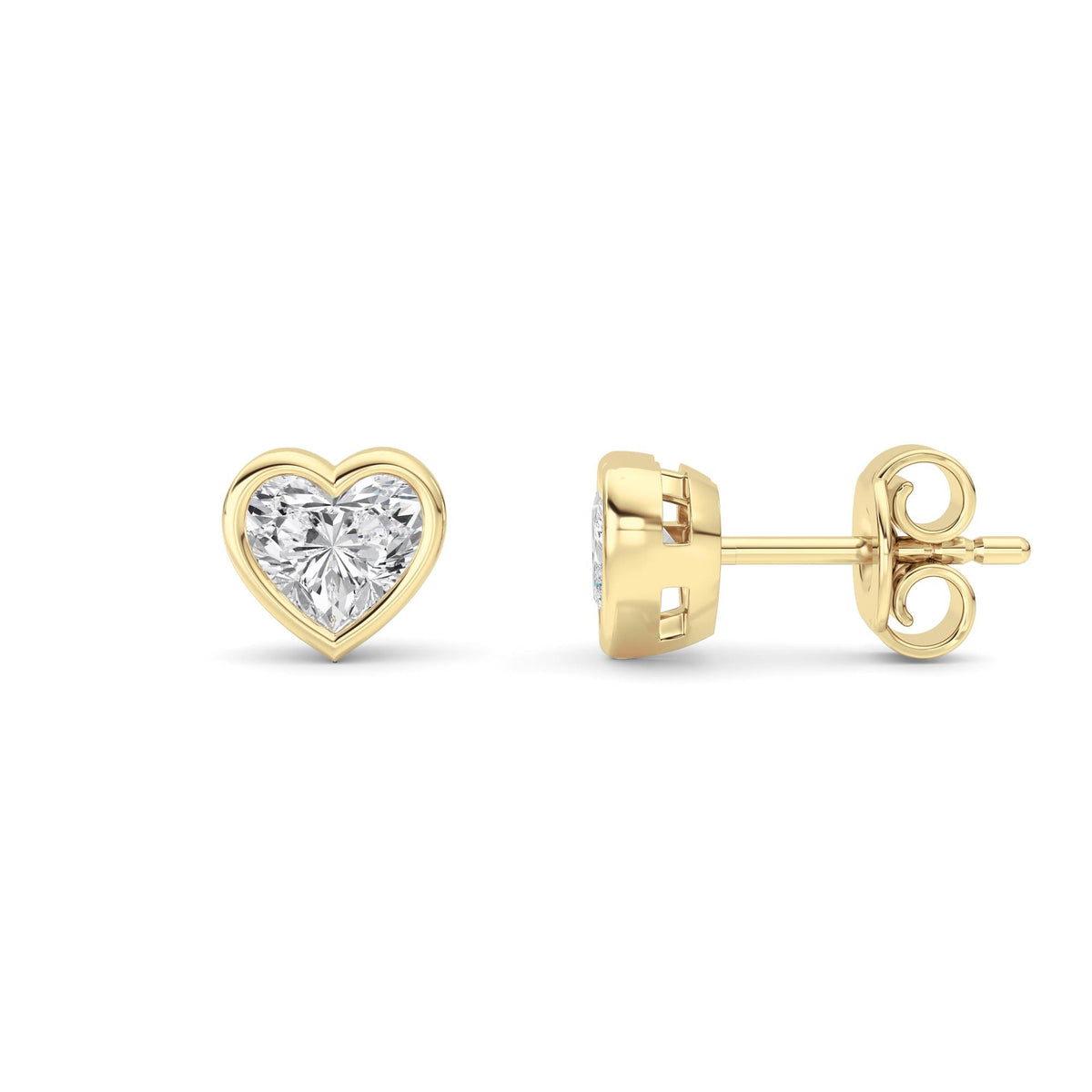 1CTW Heart Lab-Grown Diamond Bezel Set Stud Earrings 2 Stones