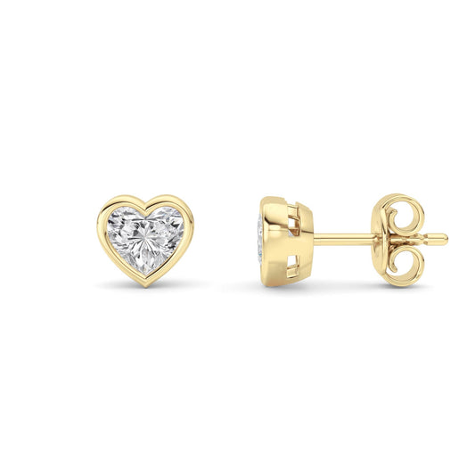 1CTW Heart Lab-Grown Diamond Bezel Set Stud Earrings 2 Stones
