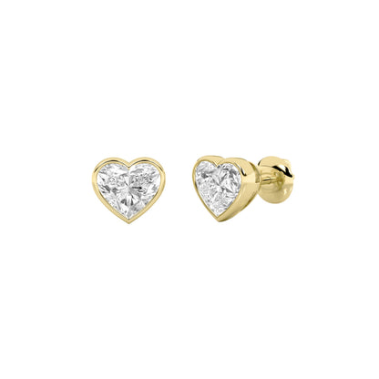 1CTW Heart Lab-Grown Diamond Bezel Set Stud Earrings 2 Stones