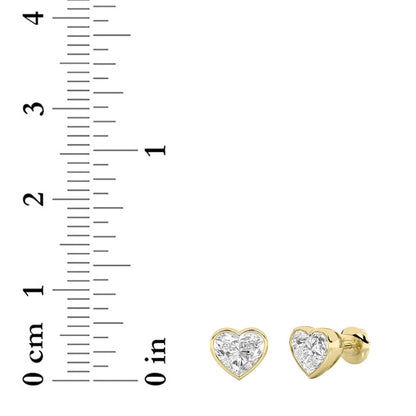 1CTW Heart Lab-Grown Diamond Bezel Set Stud Earrings 2 Stones