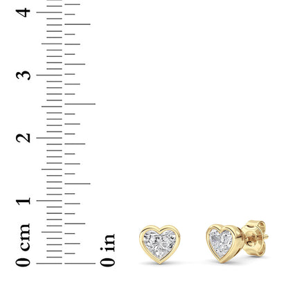 1CTW Heart Lab-Grown Diamond Bezel Set Stud Earrings 2 Stones