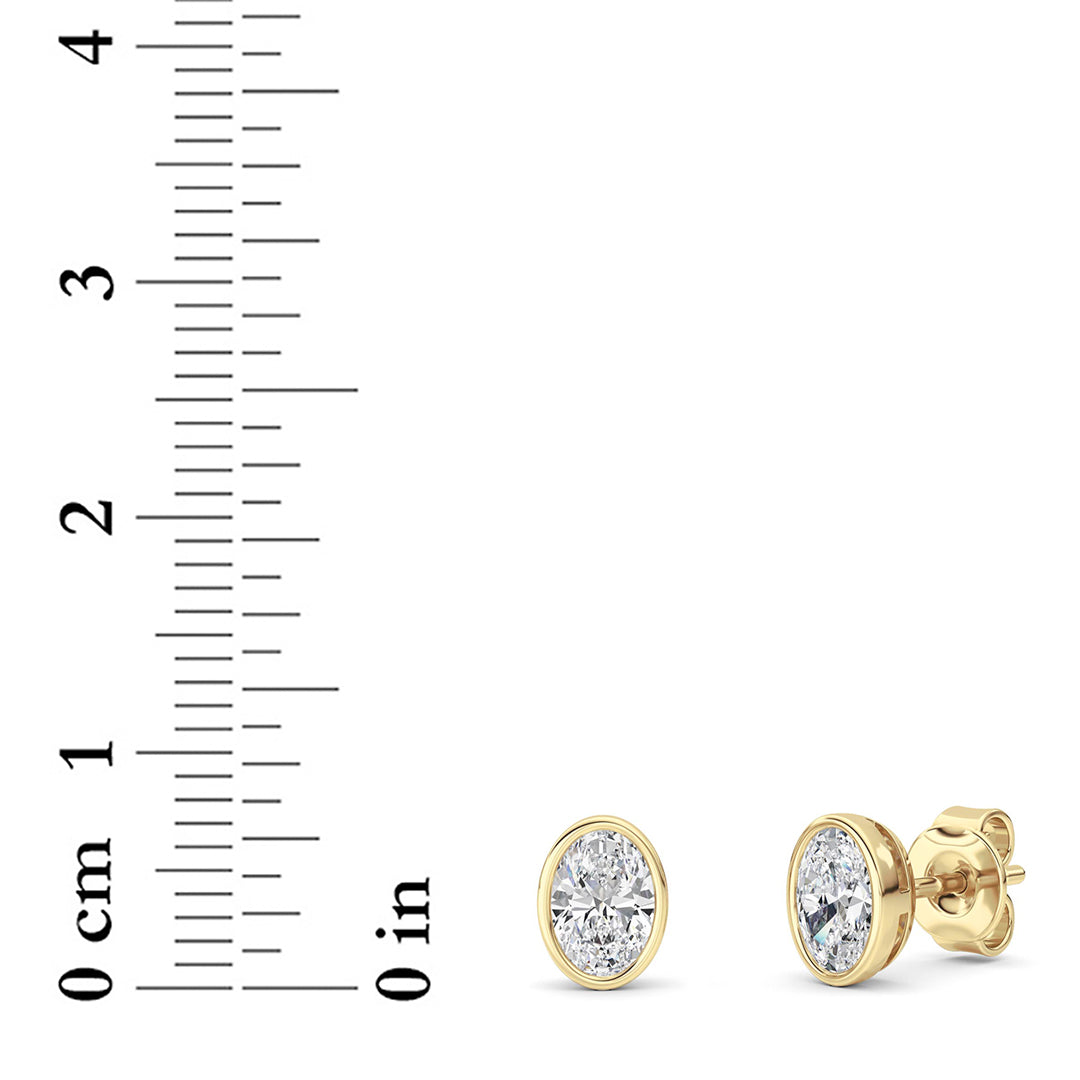 1CTW Oval Lab-Grown Diamond Bezel Set Stud Earrings 2 Stones