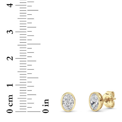 1CTW Oval Lab-Grown Diamond Bezel Set Stud Earrings 2 Stones