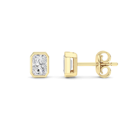 1CTW Radiant Lab-Grown Diamond Bezel Set Solitaire Earrings 2 Stones
