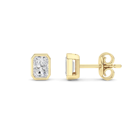1CTW Radiant Lab-Grown Diamond Bezel Set Solitaire Earrings 2 Stones