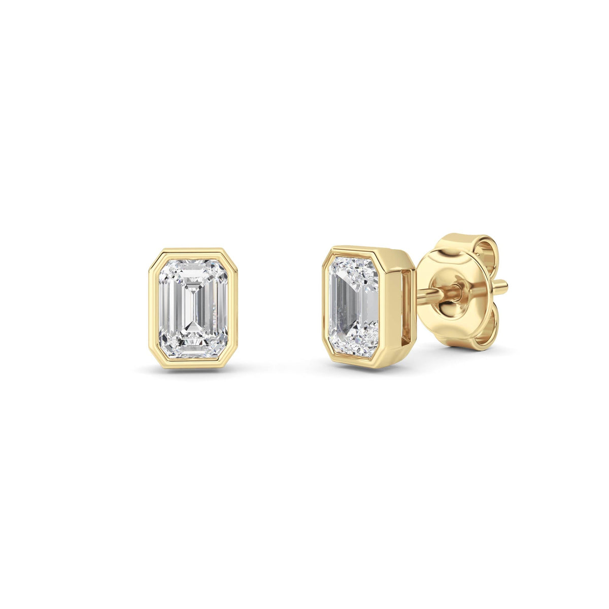 1CTW Radiant Lab-Grown Diamond Bezel Set Solitaire Earrings 2 Stones