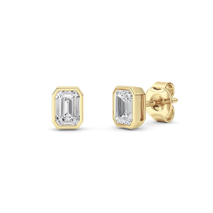1CTW Radiant Lab-Grown Diamond Bezel Set Solitaire Earrings 2 Stones