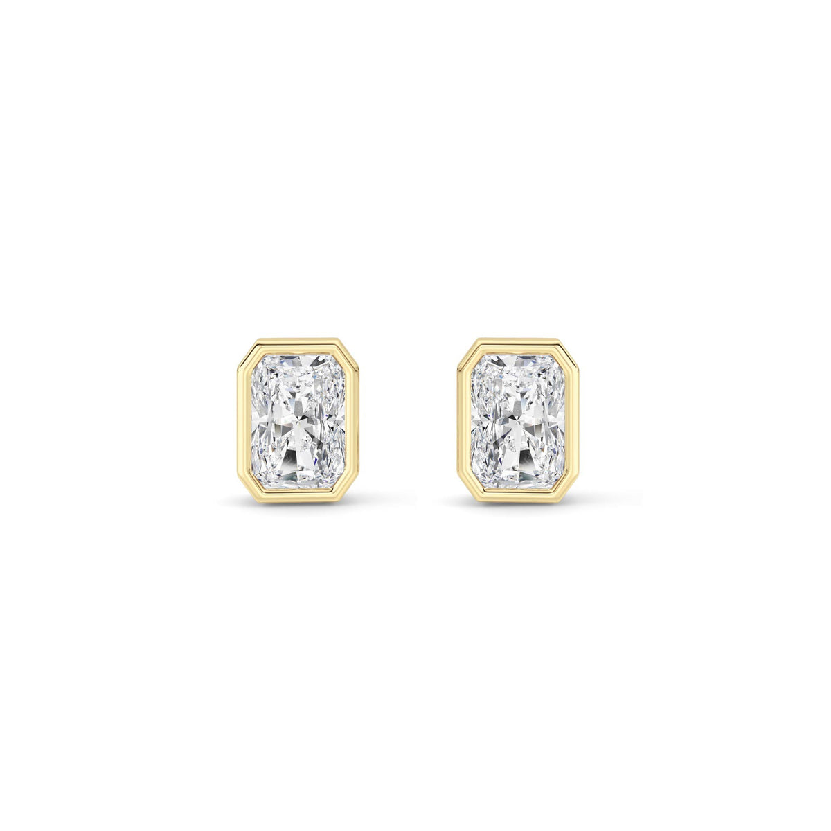 1CTW Radiant Lab-Grown Diamond Bezel Set Solitaire Earrings 2 Stones