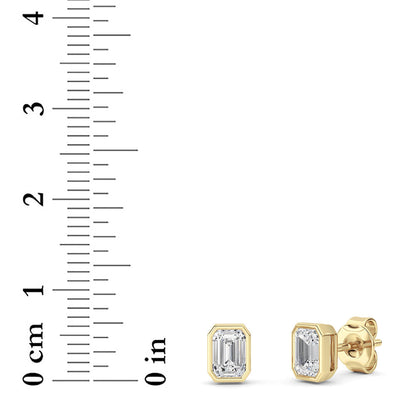 1CTW Radiant Lab-Grown Diamond Bezel Set Solitaire Earrings 2 Stones