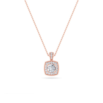 0.75CTW Round Lab-Grown Diamond Prong Halo Pendant 26 Stones