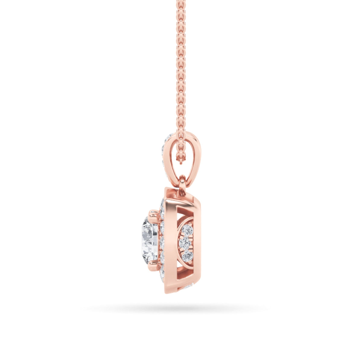 0.75CTW Round Lab-Grown Diamond Prong Halo Pendant 26 Stones
