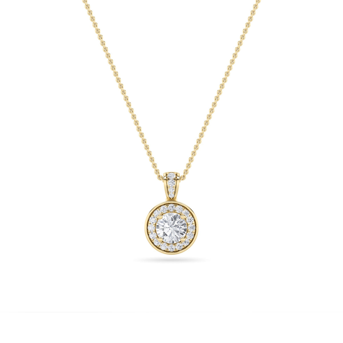 0.75CTW Oval Lab-Grown Diamond Prong Halo Pendant 37 Stones
